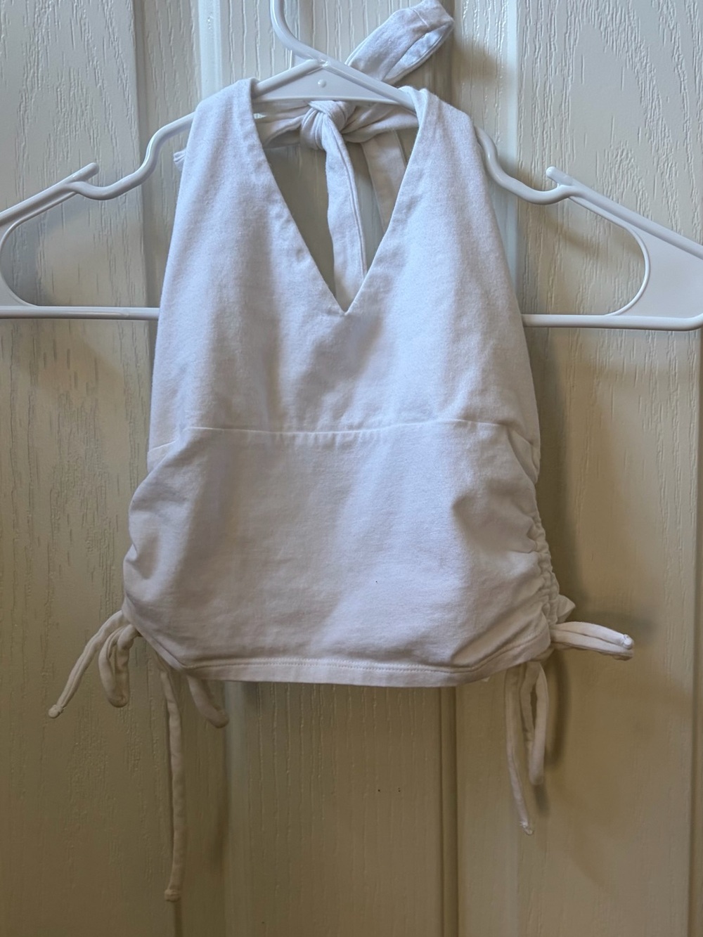 White Hollister Halter Tie-Back Crop Top